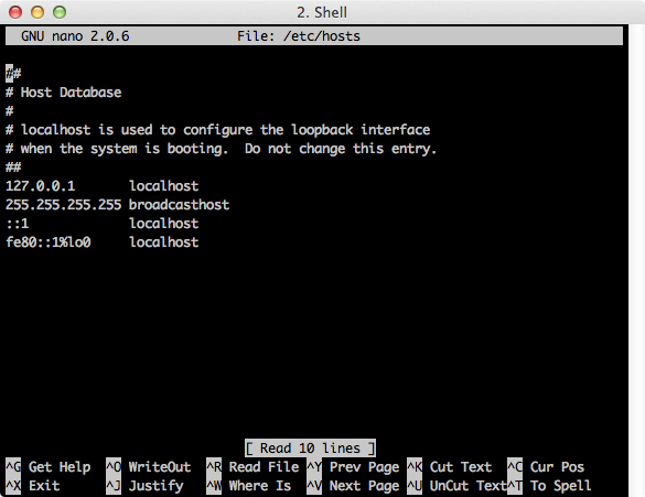 Default hosts file - OS X
